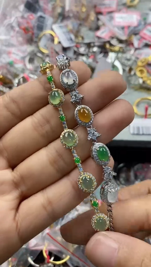 银S925镶嵌戒指翡翠555              10