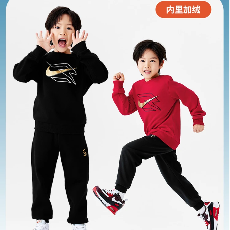 NIKE 3BRAND春季保暖搭子舒适时尚加绒长袖卫衣套装RWN-TP-1109