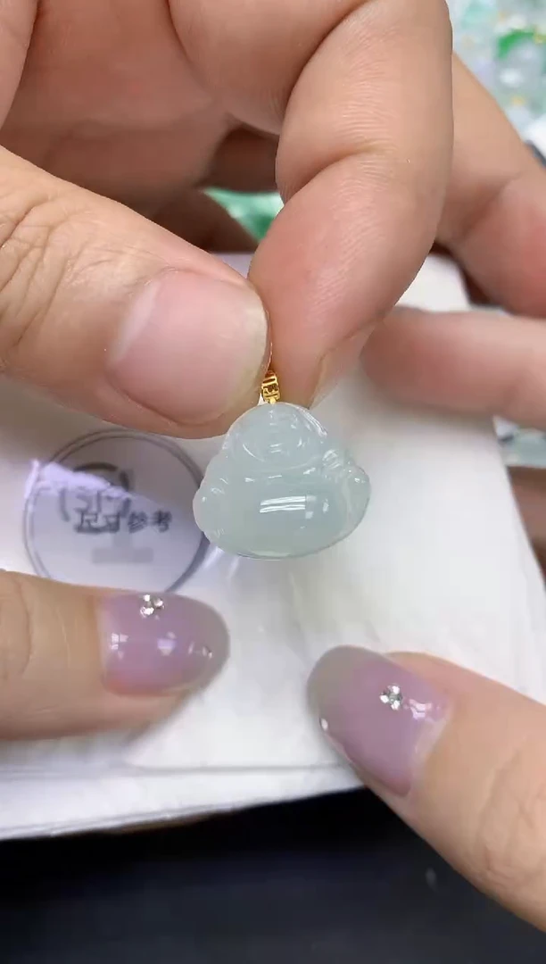 颈饰18K金镶嵌翡翠天然缅甸翡翠A货百元以上9元证书费自理