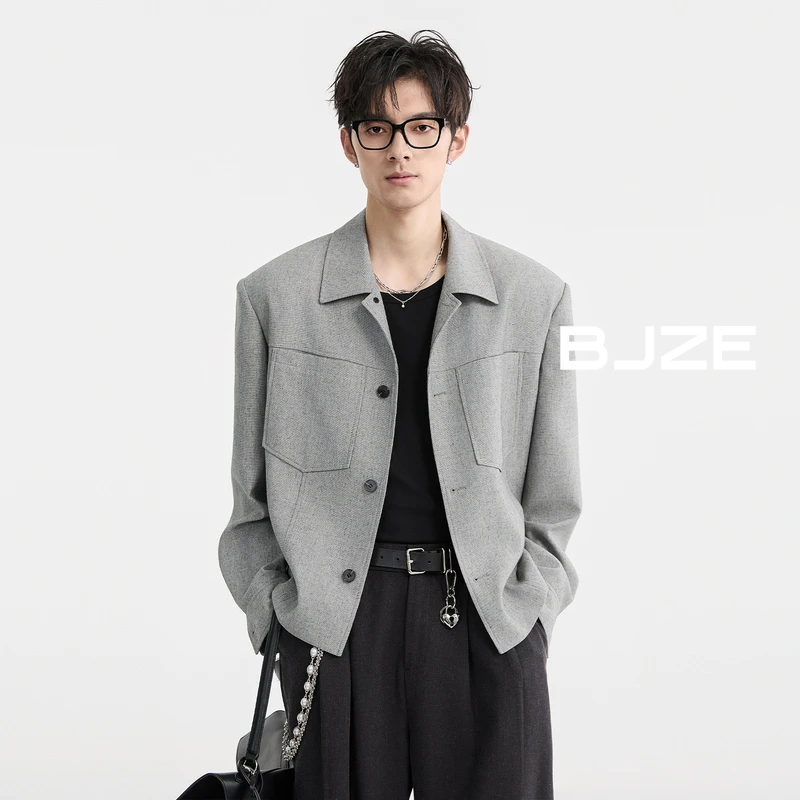 [Cleanfit定织]BJZE男装25春季短款翻领夹克亚麻休闲外套B511124