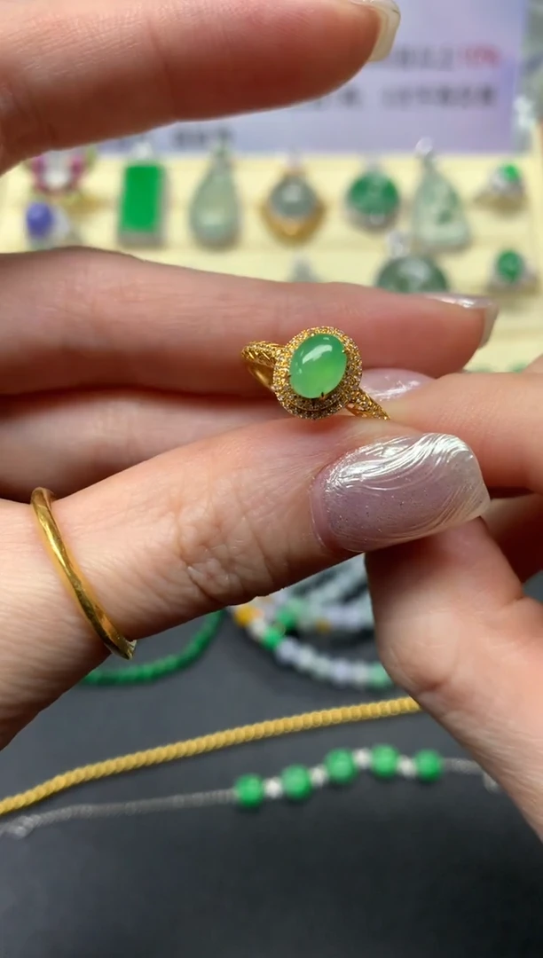 【闪购商品】翡翠戒指18K金镶嵌戒指|2500+250