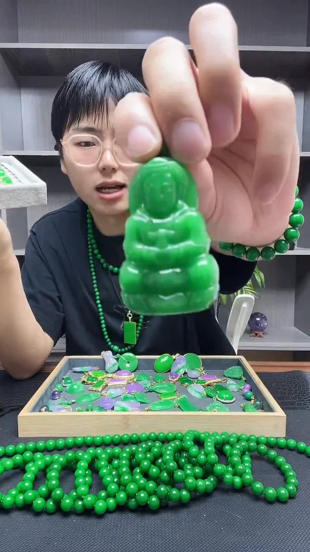 吊坠(赠链)14K金镶嵌翡翠平**福吊坠