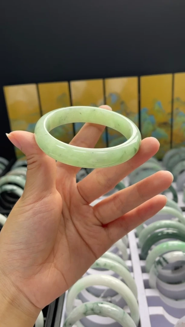 未镶嵌手镯翡翠天然缅甸A货翡翠手镯54-55圈口