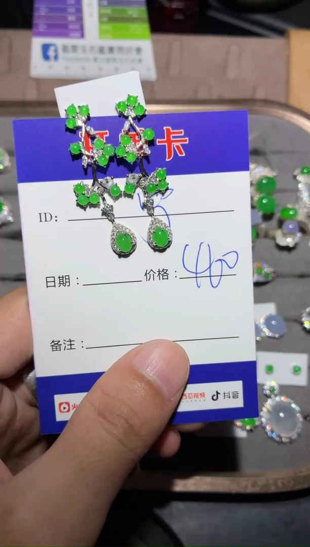 银S925镶嵌翡翠耳饰宁***～宁静致远～