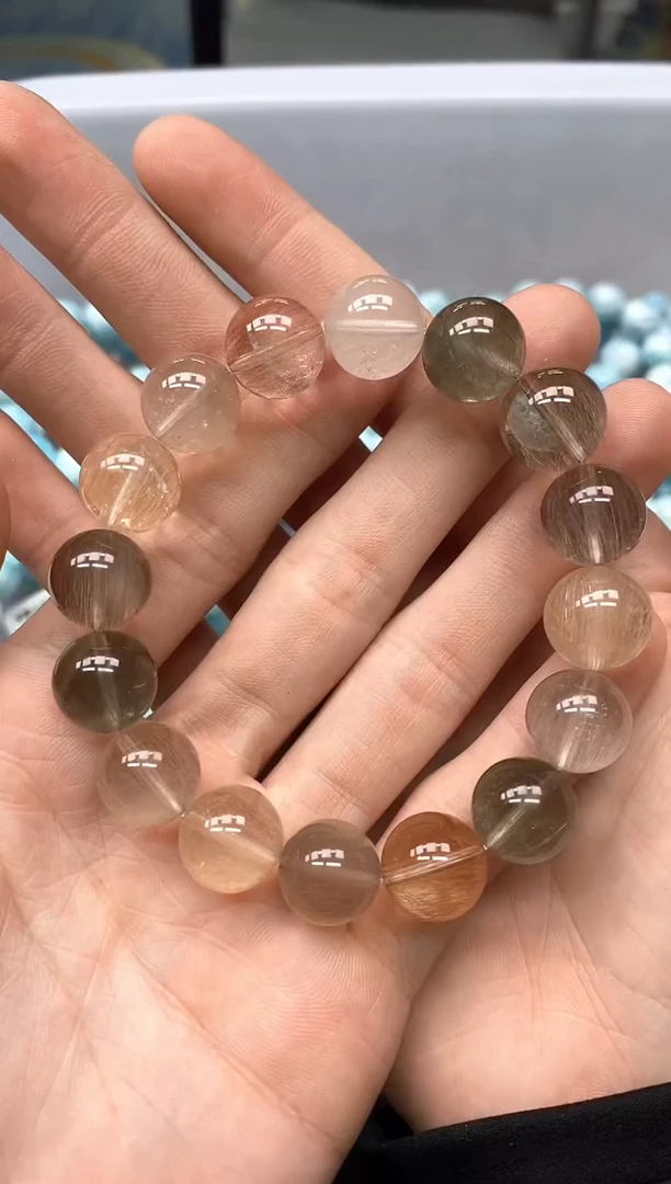 未镶嵌手串水晶A5彩兔毛13mm