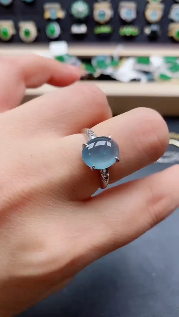 银S925镶嵌戒指翡翠1