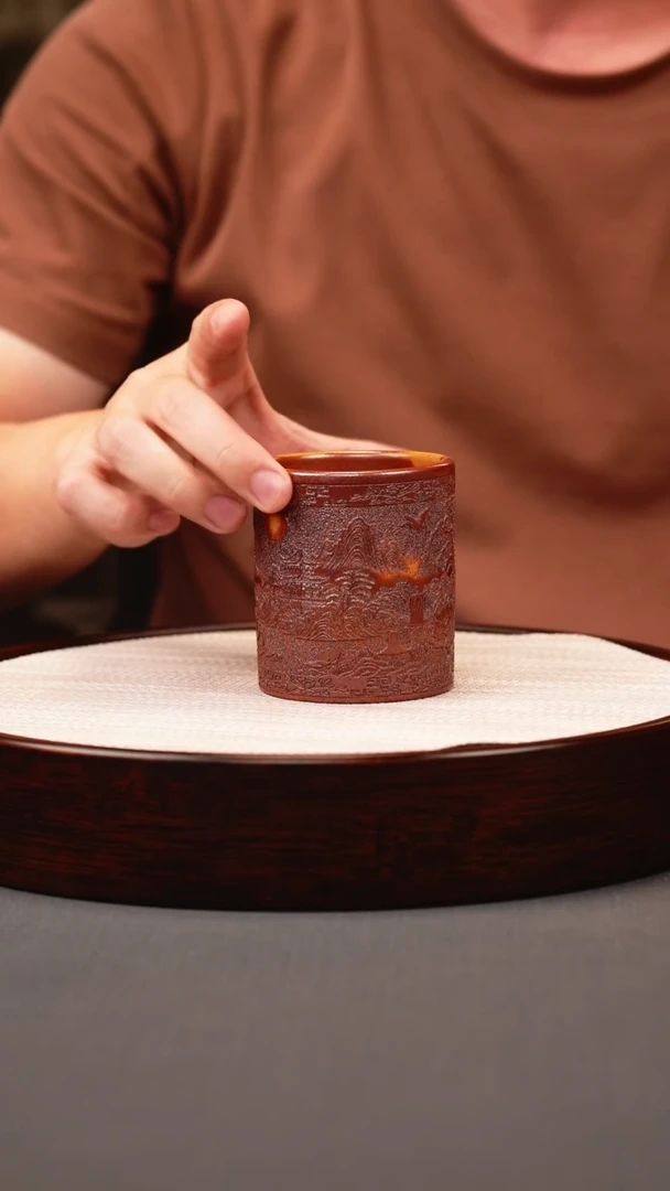 茶壶紫砂火云烧 和气生财直筒杯