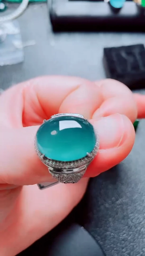 银S925镶嵌戒指翡翠111