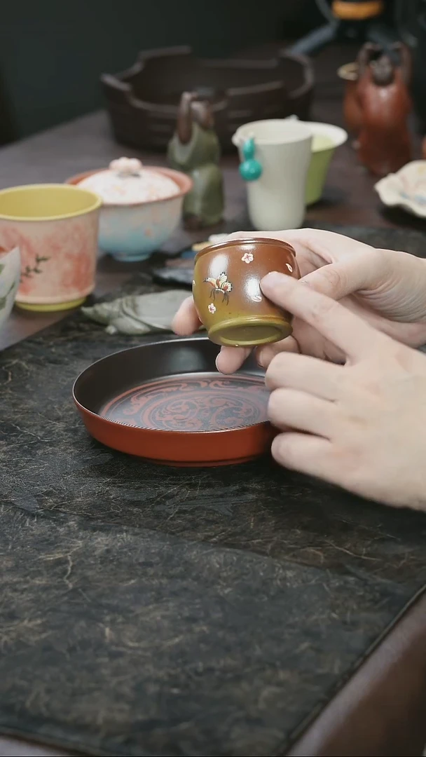 茶杯紫砂九隐茶器柴烧主人杯