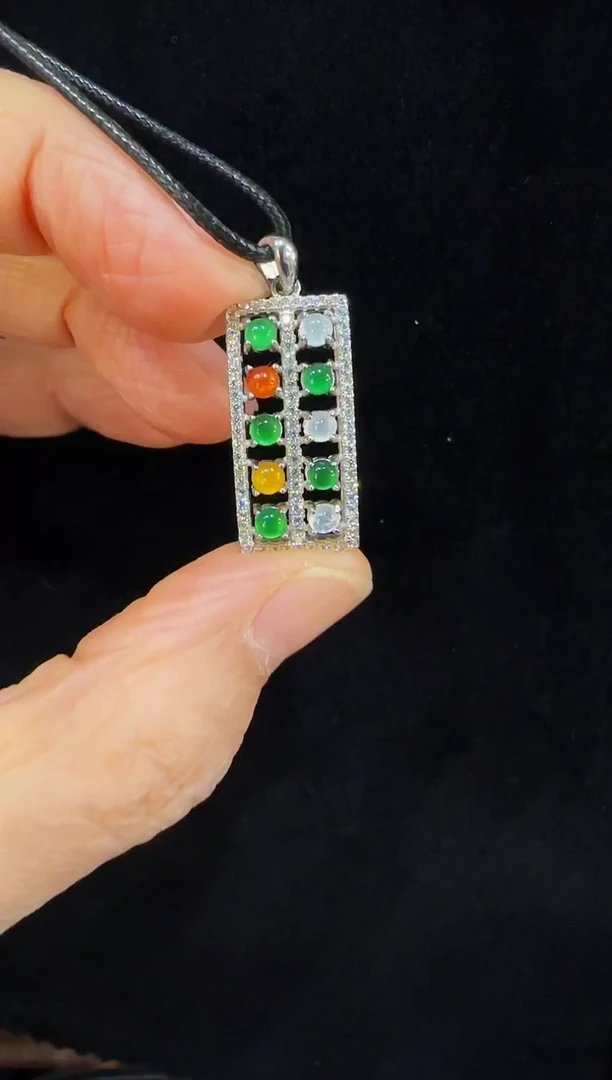 颈饰银S925镶嵌翡翠国风