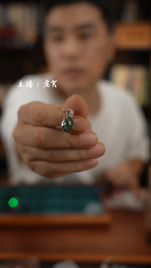 手饰绿松石银S925镶嵌三*七绿松石吊坠-427