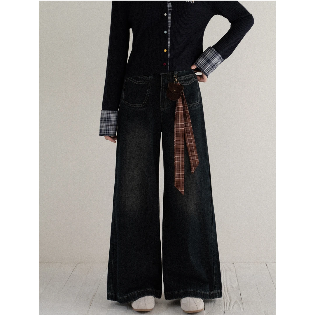 羊城故事 美式宽松时尚阔腿裤 Y2509x配腰带+腰包牛仔裤x5385-1