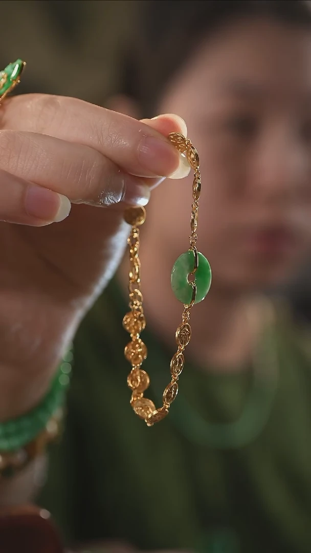 银S925镶嵌手链翡翠925银翡翠手链