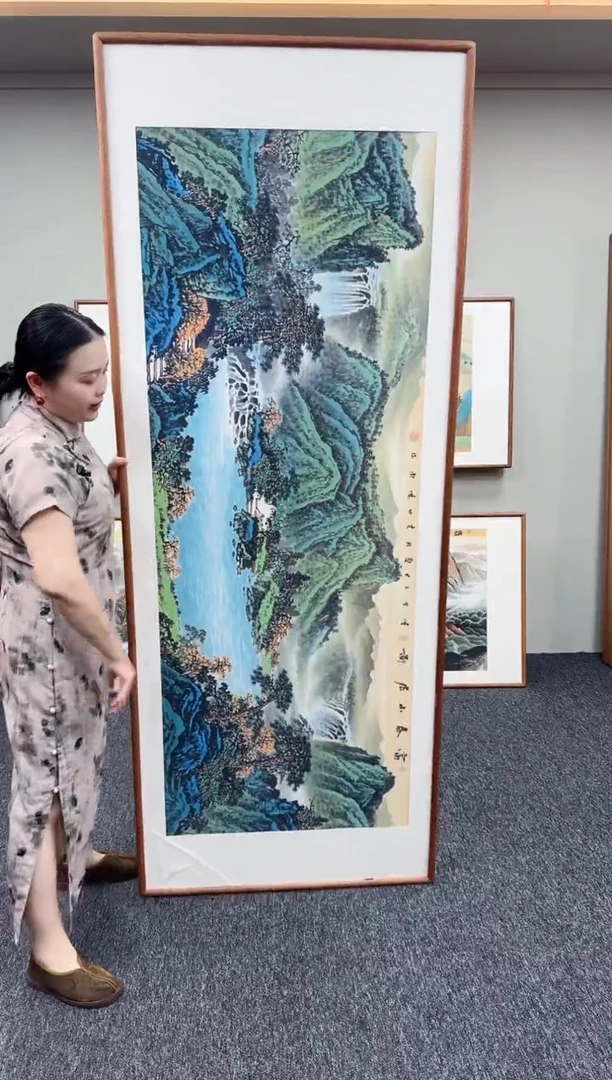 国画富山春居图210*80手写手绘作品