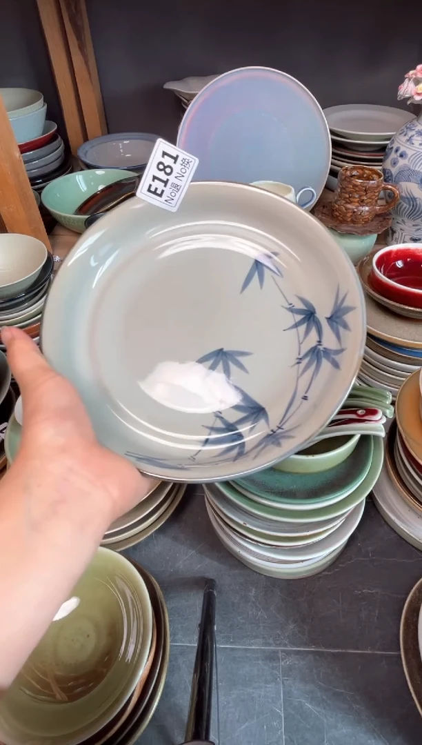 瓷片模**可e181手绘竹子盘福利