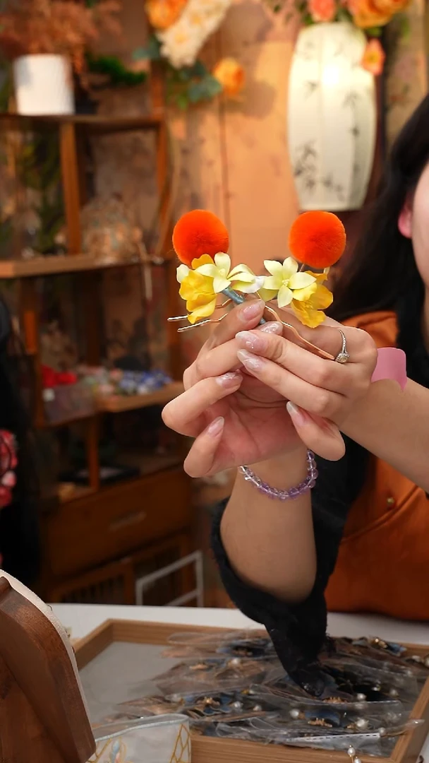 铜合金无锦簪阁绒花