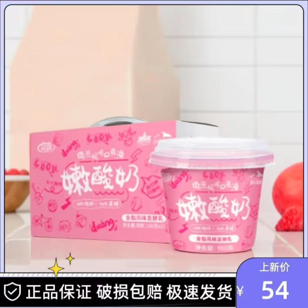 新品新疆特产花园嫩酸奶160g*12杯全脂风味发酵乳顺口爽滑酸奶
