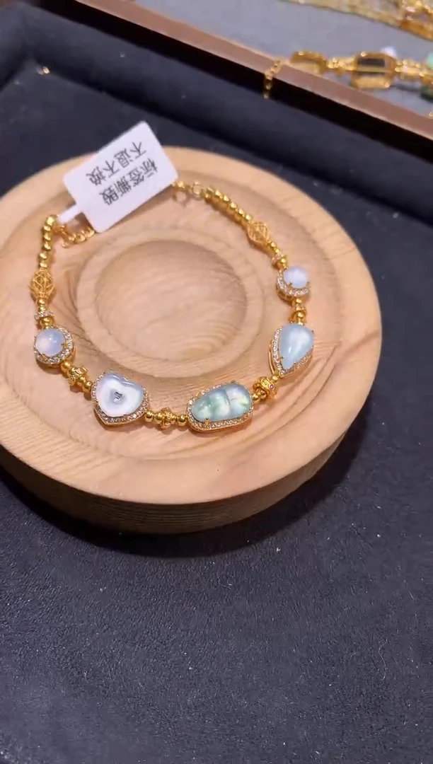 银S925镶嵌手串翡翠手链