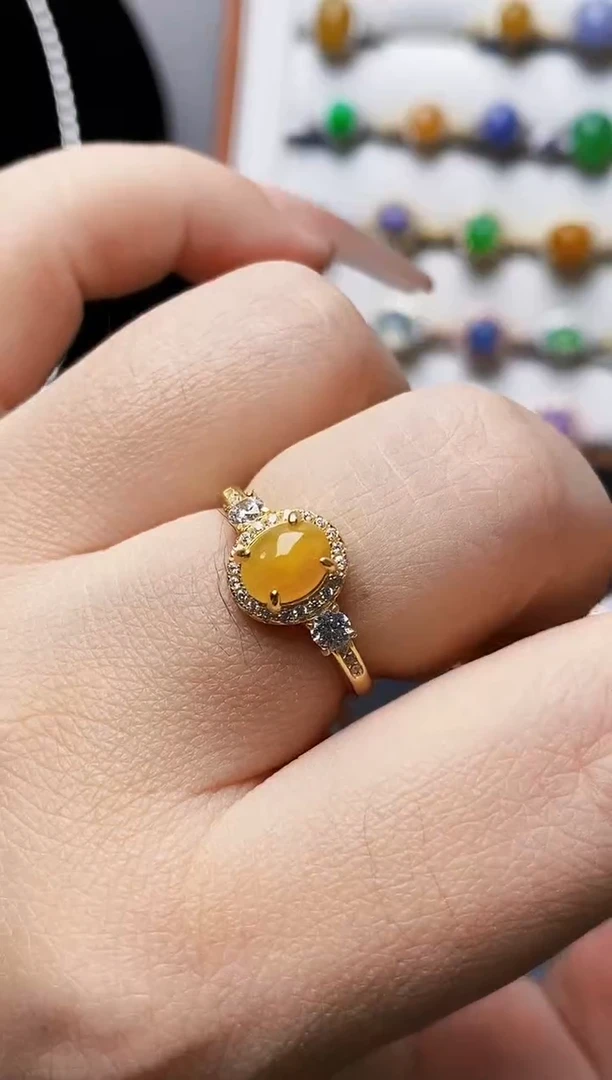 银S925镶嵌戒指翡翠0266