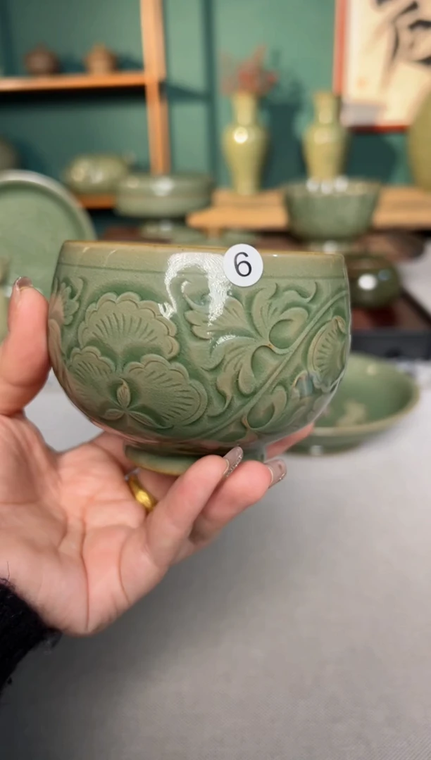 【闪购商品】其他纯手工缠枝牡丹罗汉杯6号