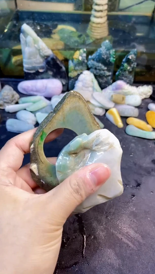 未镶嵌挂件翡翠清***月天然翡翠034