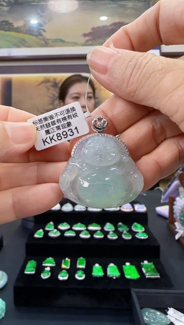 颈饰18K金镶嵌翡翠KK8931佛公