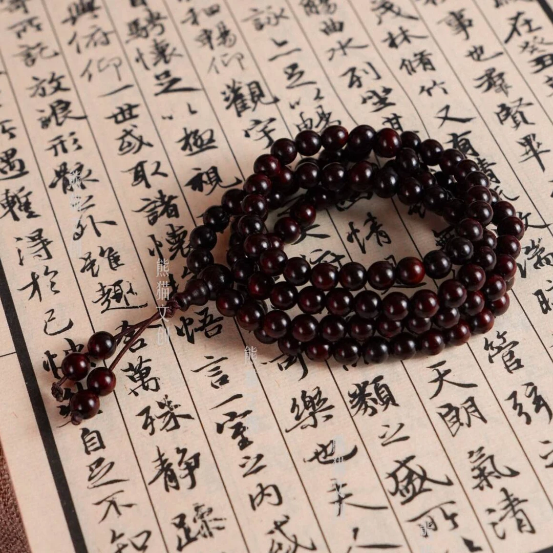 印度小叶紫檀手串6mm高密多圈高端可盘玩新中式男女多圈