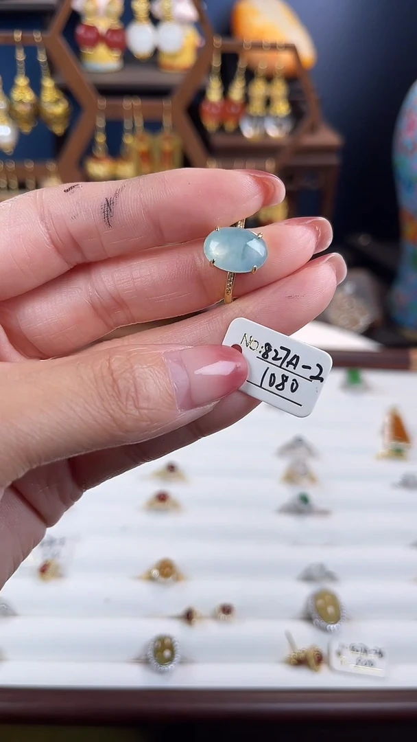 银S925镀金镶嵌挂件翡翠摇**丁,827A-2