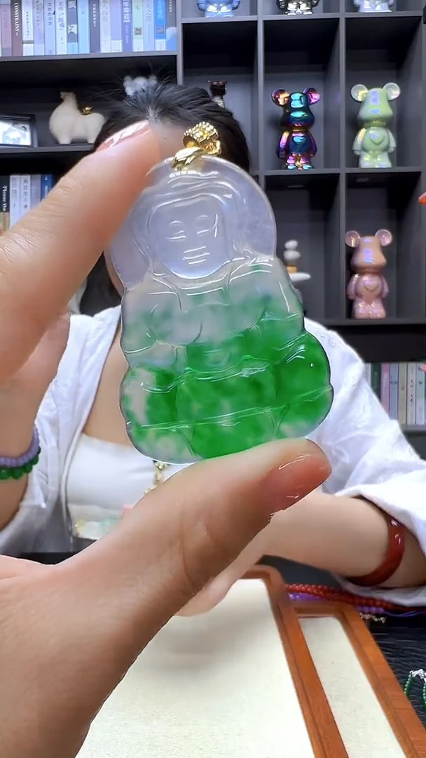 翡翠14K金镶嵌颈饰沉白diy劲饰