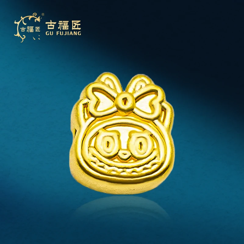 古福匠黄金足金KT猫拉布布配件赠合金链宽8.8mm厚5.3mm