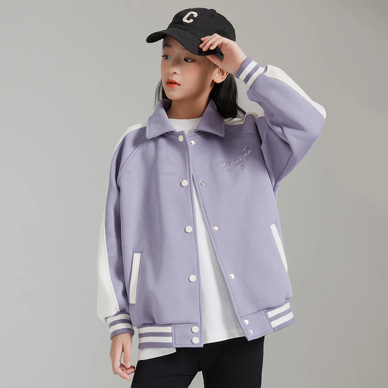 2025新款春秋冬季女大童儿童装女孩棒球服秋天针织外套洋气时髦潮