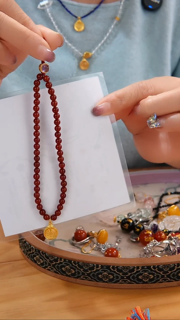 【闪购商品】玛瑙/玉髓套链合金红玛瑙手机链2