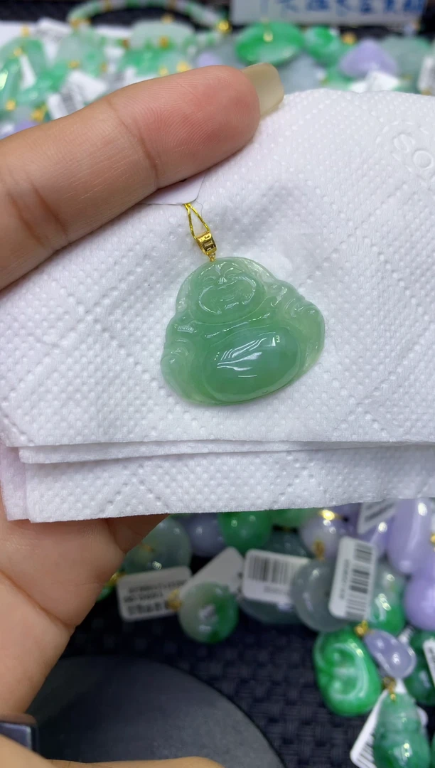 颈饰18K金镶嵌翡翠天然缅甸A货翡翠