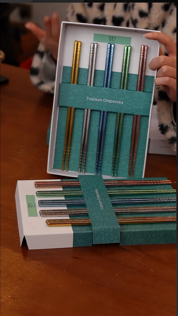 陶36-十双5色装纯钛筷子礼盒+手袋【BC-9001-08】