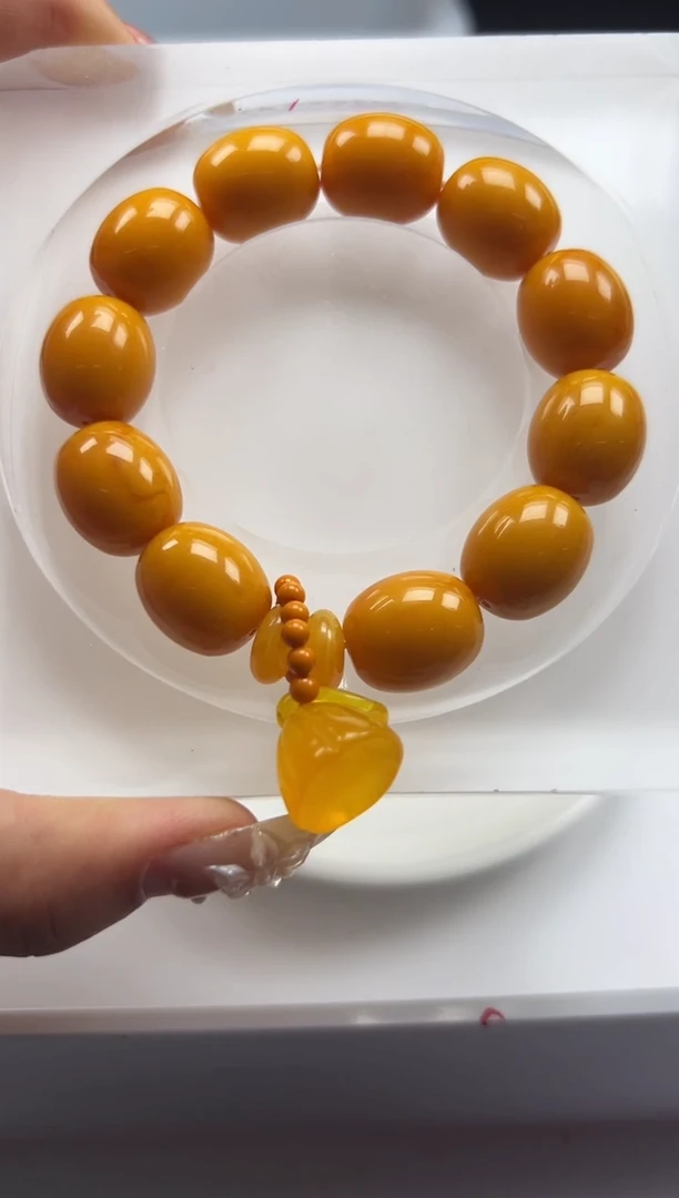 蜜蜡颈饰未镶嵌w2128老花蜡*枣珠16*14mm*6颗