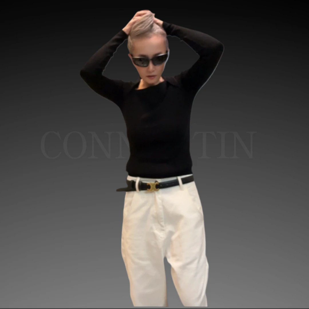 CONNIE TIN 1074/斜角肩领高冷针织衫