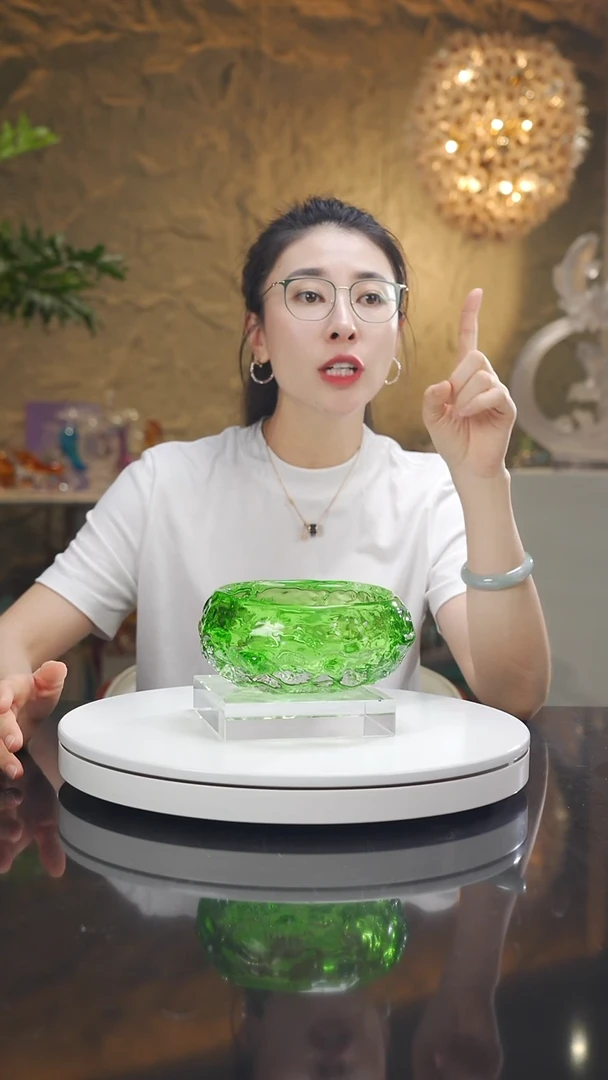 人造水晶福利绿色水波纹果碗