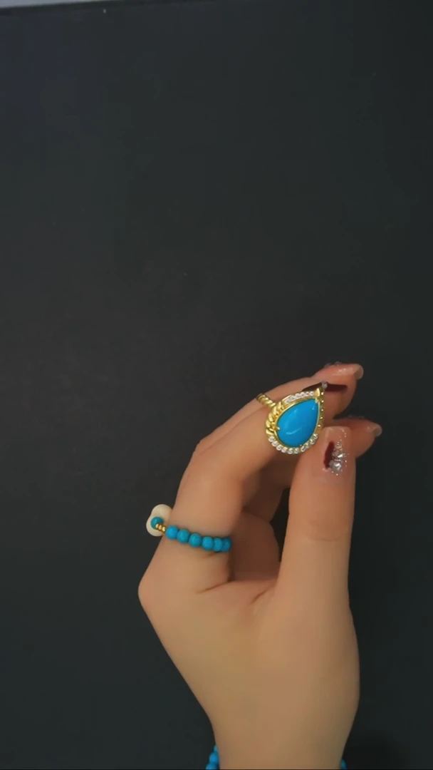 【闪购商品】绿松石戒指银S925镶嵌发货一件