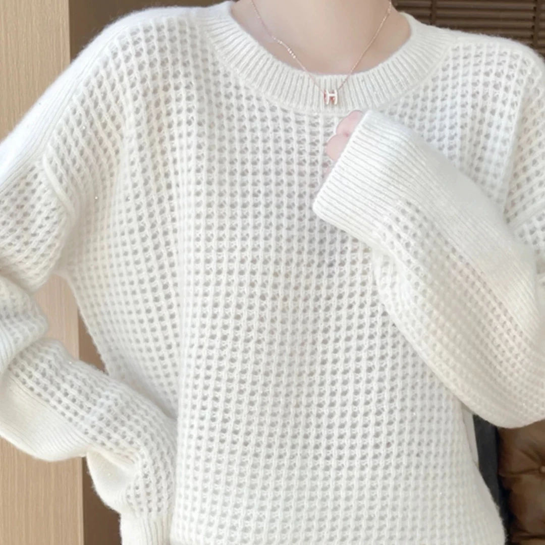 高级感超好看毛衣2025新款春秋季女日系慵懒风镂空针织衫
