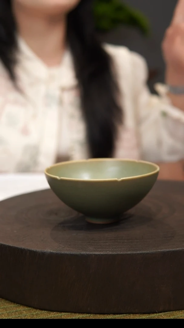 杯子葵口杯  汝州原产地  原矿老釉  带底款