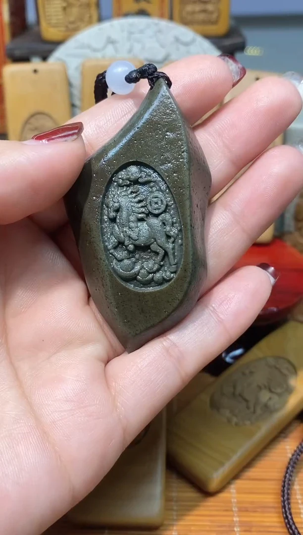 砖雕松花石精美雕刻，摆件/手把件