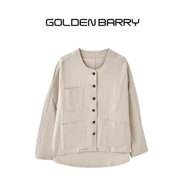 GOLDENBARRY|122130多口袋休闲麻外套【微瑕1】