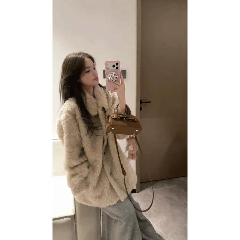 MARIE.COCO韩系气质千金风高级感毛绒保暖外套搭慵懒休闲裤洋气装