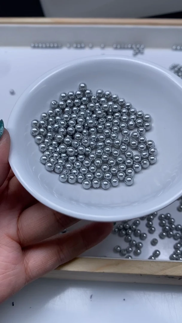 未镶嵌散珠拼合珍珠（马贝珠）B754 奶奶灰贝珠4mm50个9.9元