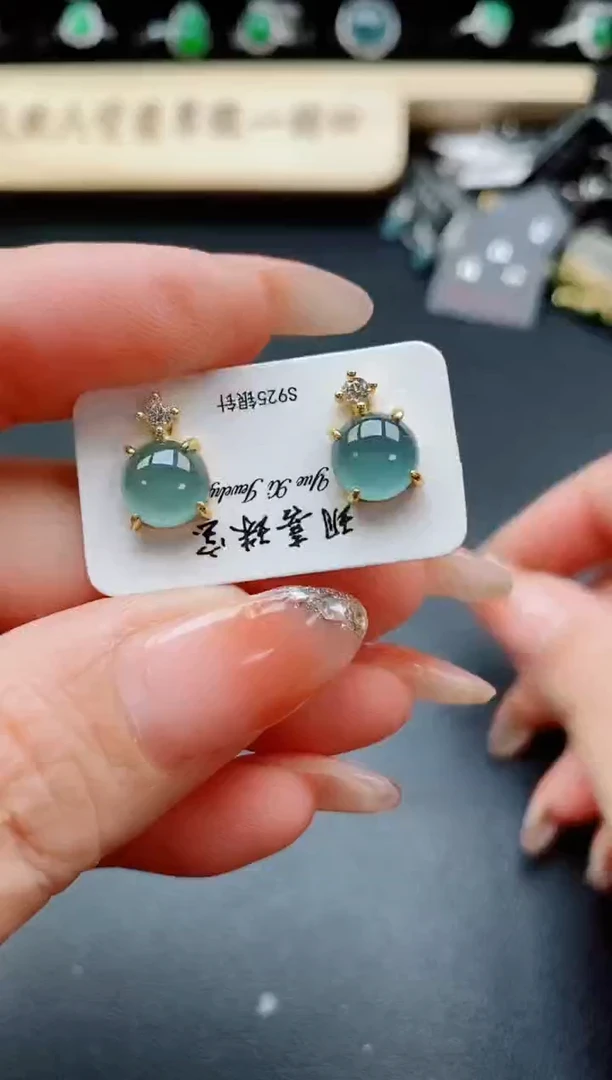 银S925镶嵌戒指翡翠1