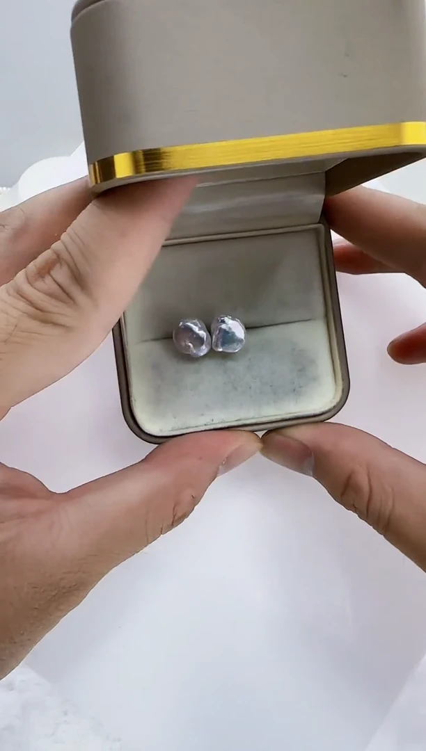 银S925镶嵌淡水珍珠DA巴洛克珍珠耳饰 y155