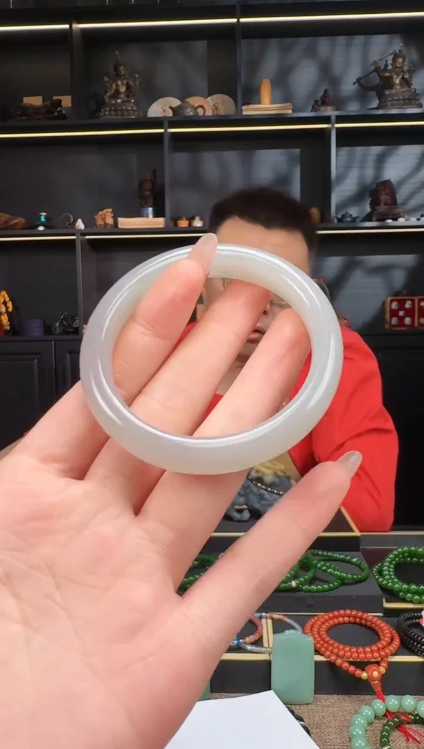 【闪购商品】和田玉1未镶嵌冰烟紫手镯内径55mm