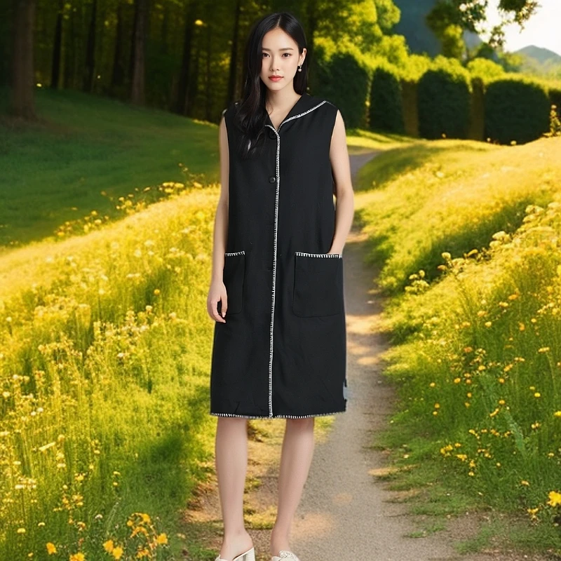 【专柜捡漏F-8】女装KNSLC春游出行衣服-连衣裙3545黑色大三码