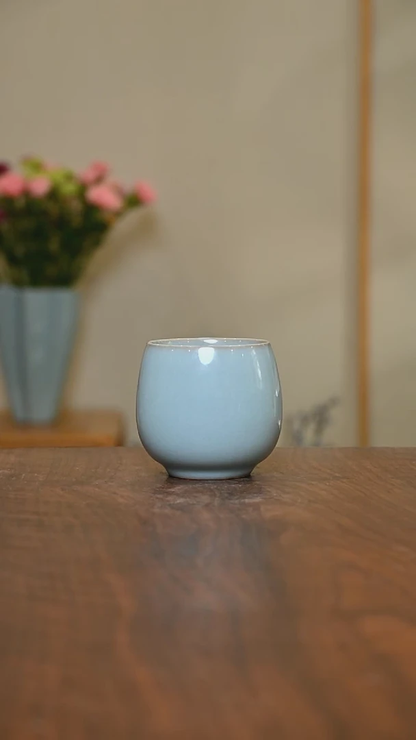 暖心杯 天青 微瑕 无款