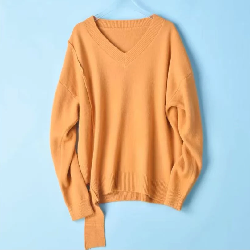 【影姐宠粉】V领针织宽松垂顺秋冬毛衣长袖百搭12317